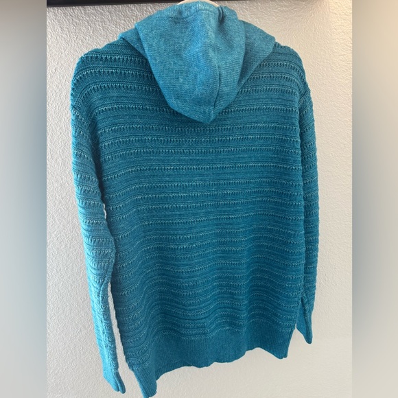 St. John's Bay NWT Aqua V-Neck Hoodie Cozy Sweater SZ L - Picture 4 of 4